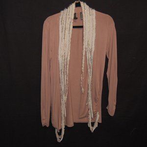 BKE Boutique Open Front Boho Lace Embellishment